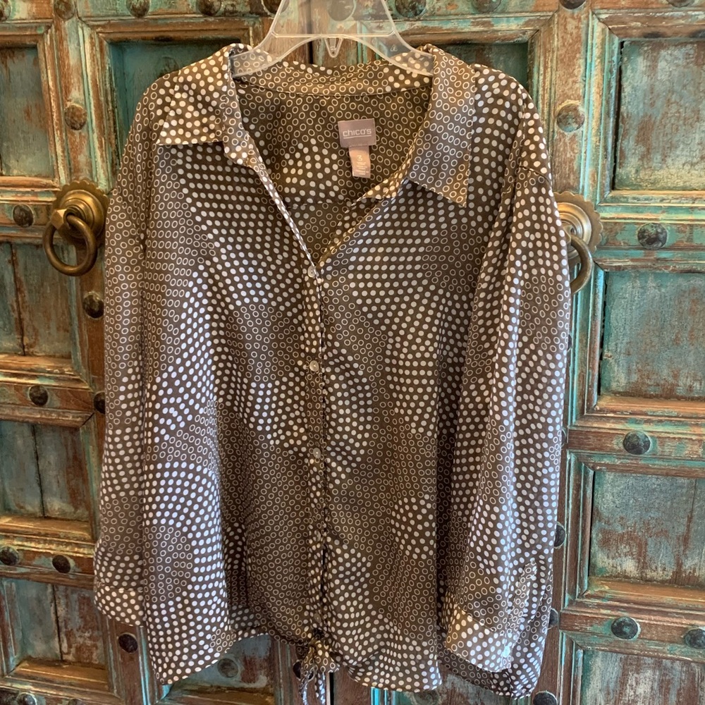 Chico’s Sheer Blouse w/ Long or Rolled-Up Sleeves